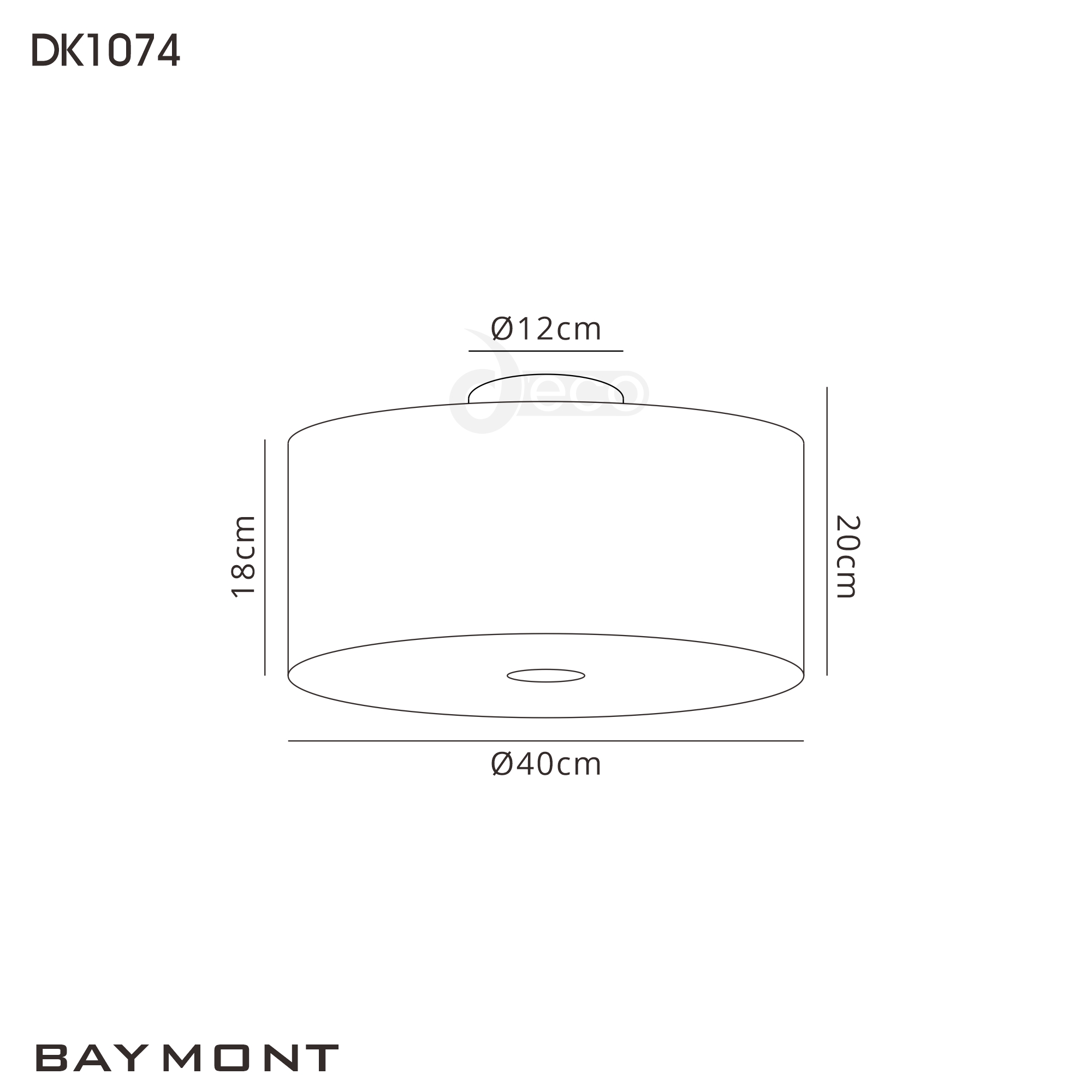 DK1074  Baymont 40cm Flush 3 Light Grey, Frosted Black Detail Diffuser